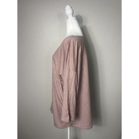 J.jill Womens V Neck Top Quarter Sleeve Soft Pink Size L A2 - Picture 2 of 5